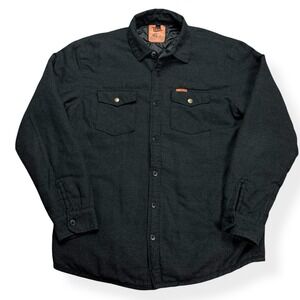 Trade Supply Co Mens Quilted Shirt Jacket Size L Black Western Shacket Button Up